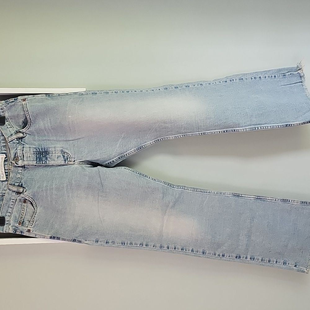 Mens Y2K Express Precision Fit Button Fly Light Wash Straight Jeans 34W 32L